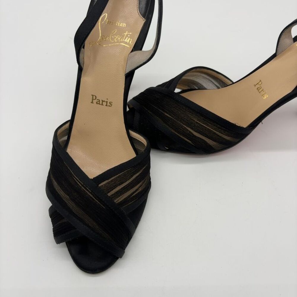 Christian Louboutin Black Strappy Open-Toe Heels